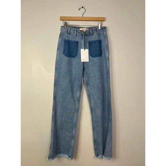 NWT Seventy + Mochi High Rise Mabel Wide Leg Jean Patch Pocket Rodeo Vintage - Picture 2 of 7